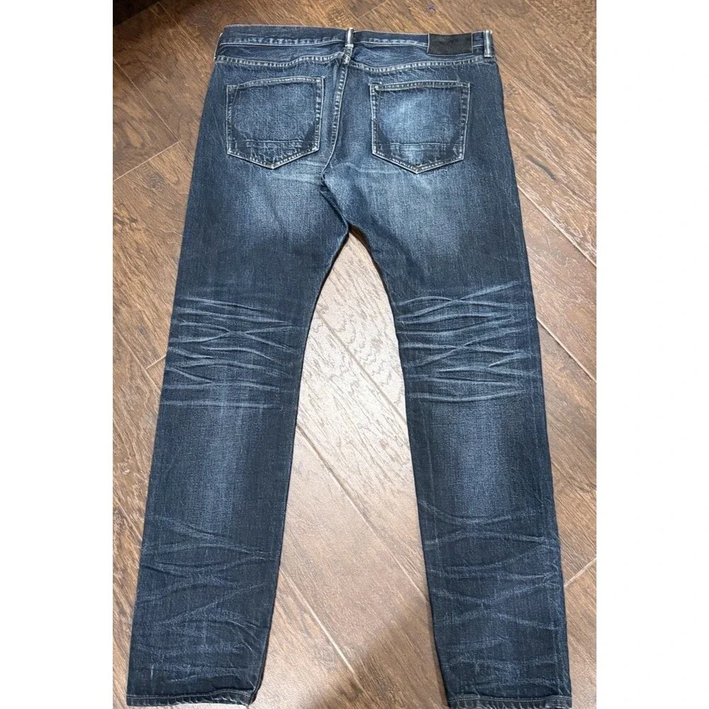 AllSaints Mens 34 Cigarette Skinny Jean Oshima Blue Premium Denim Salvage Edge
